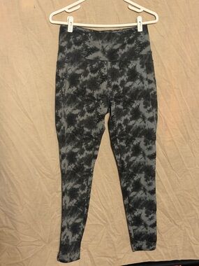 High-Waist Tie-Dye Leggings - Black/Gray